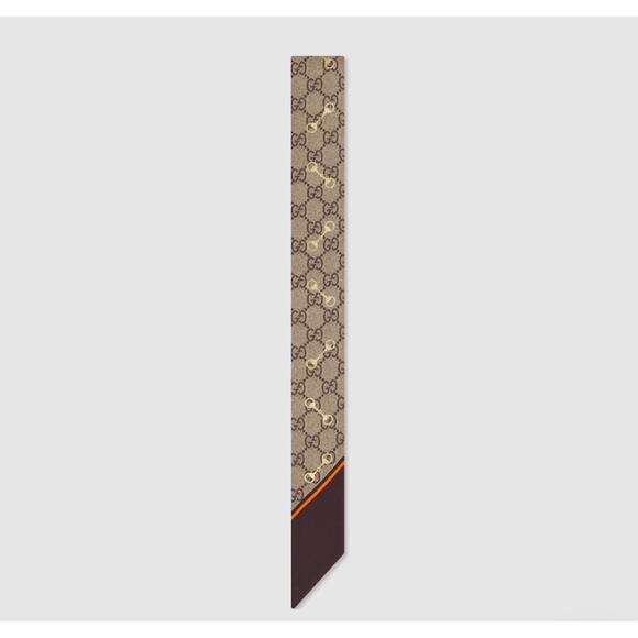 Gucci Accessories - Gucci GG Printed Silk Neck Bow Scarf Beige Brown — Brand New in Box